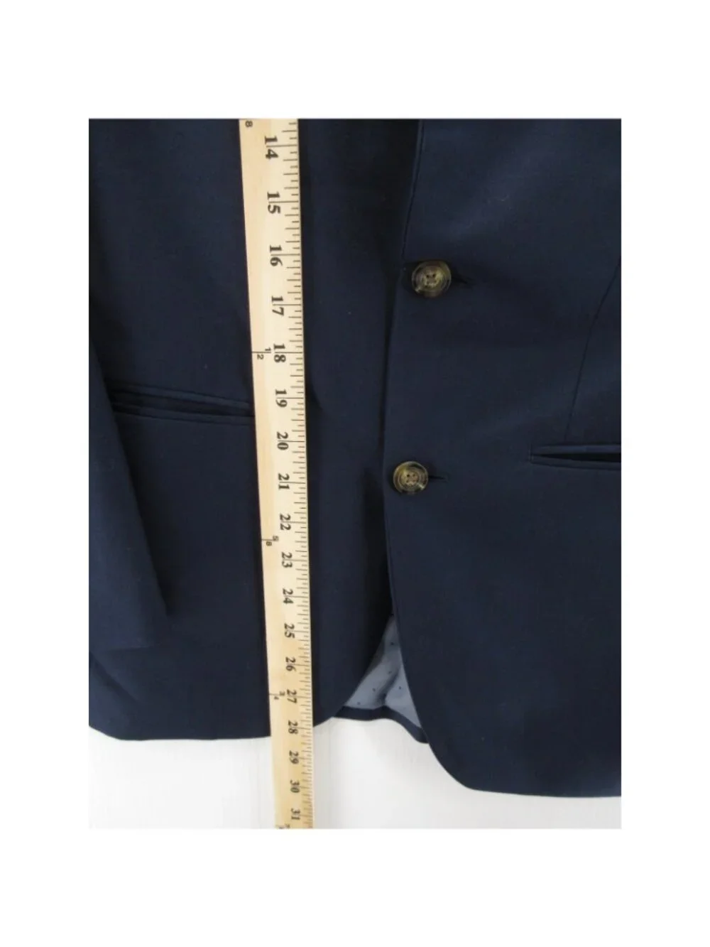 Indochino Suit 36 S Navy Wool Custom Tailored Solid 31X28 Lined Preppy